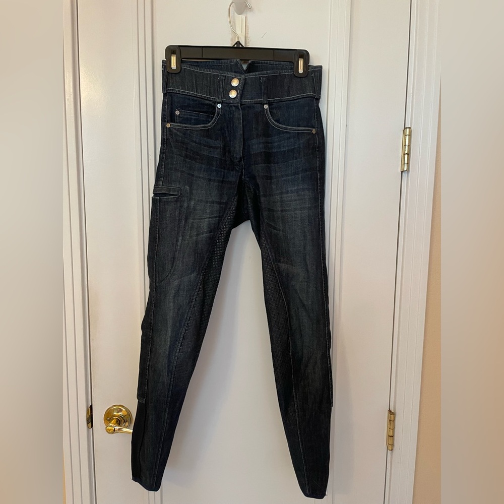 Equetech Ultimo high rise full seat denim riding breeches, size 24